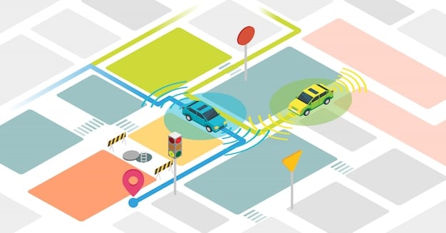 A digital map of a city highlighting available parking spaces in real-time, illustrating how 5G can enhance parking solutions.