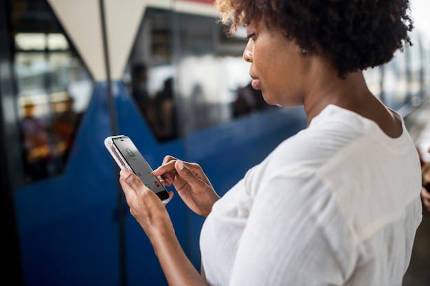 A close-up shot of a mobile phone screen displaying a public transportation app. The app uses AI to provide personalized travel recommendations, real-time arrival and departure information, and interactive maps. The image should highlight the user-friendly interface and the AI's ability to anticipate the user's needs.