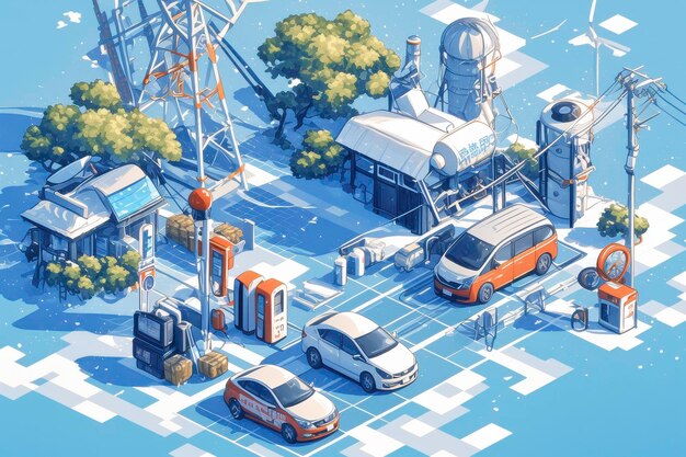A detailed illustration of a smart grid system during a power outage, showing the automated rerouting of electricity, backup power sources, and energy storage solutions ensuring continuous power supply to essential services.