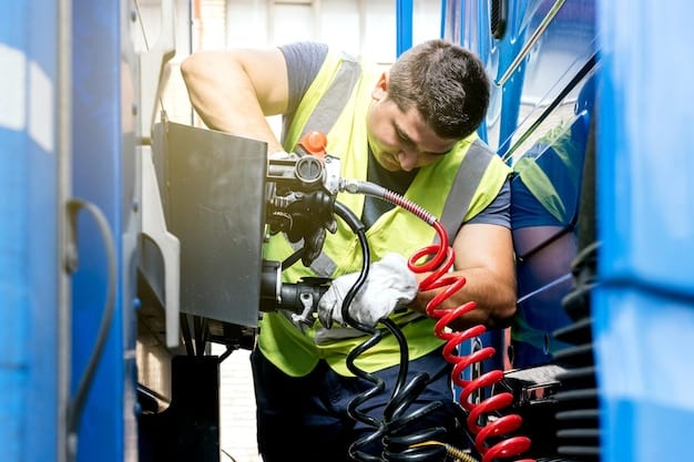 A technician upgrading a charging station with NACS connectors. The technician is wearing safety gear and working on the charging port, showcasing the retrofitting process for existing CCS stations.
