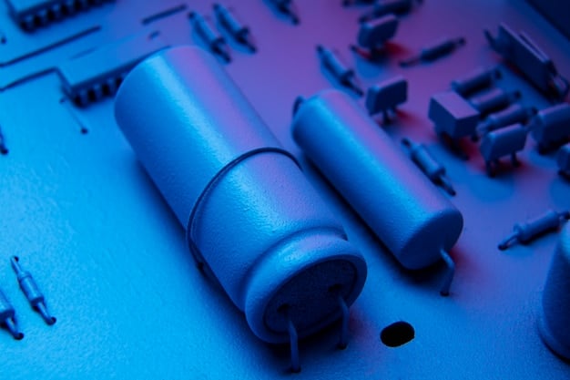 Close-up shot of a robotic arm precisely assembling components of an electric vehicle battery module inside a gigafactory, highlighting the precision and automation of the manufacturing process.