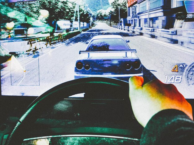 A split-screen image showing a driver inside a truck cab, contrasted with a digital display showing real-time driver behavior analytics such as speed, braking force, and route adherence.