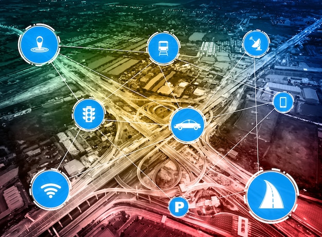 A detailed diagram illustrating the interconnectedness of various smart city systems, including transportation, energy, waste management, and public safety, all connected to a central data platform.