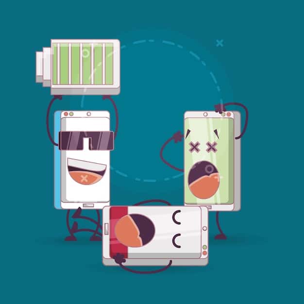 An illustration depicting a split-screen showing a contrast between traditional battery production (left) with pollution and unsafe practices, and modern EV battery production (right) with clean energy and robotic assembly lines.