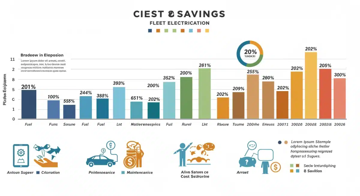 Infographic showing cost savings breakdown in electric fleet operation towards 2026 targets.