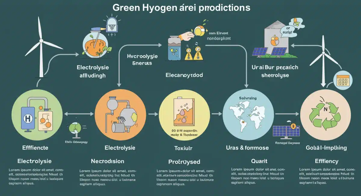 Infographic showing green hydrogen production from renewable energy.