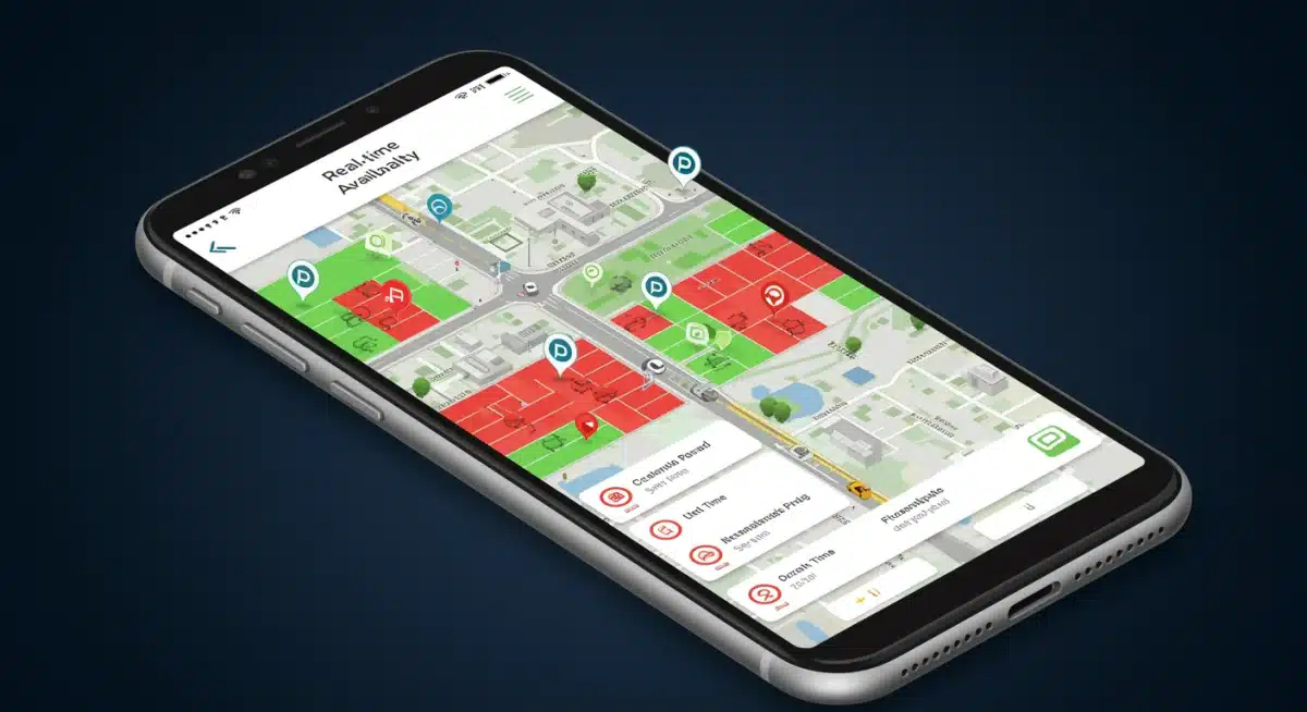 Real-time parking availability dashboard on a mobile device.