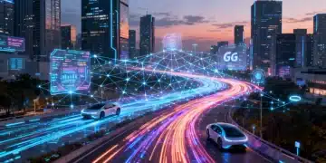 Futuristic smart city powered by 5G network, advanced urban infrastructure