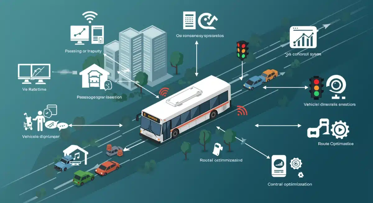 Infographic showing data exchange in connected public transit ecosystem.