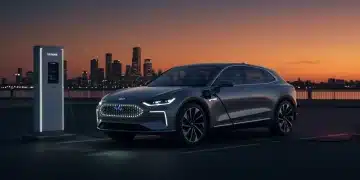 Futuristic electric car charging at sunset, highlighting new EV models 2026 innovation.