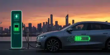 Electric vehicle charging at a smart station, showcasing optimal battery health and sustainable energy.