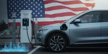 Electric vehicle charging with US flag overlay, symbolizing 2026 EV tax credits and financial benefits for buyers.