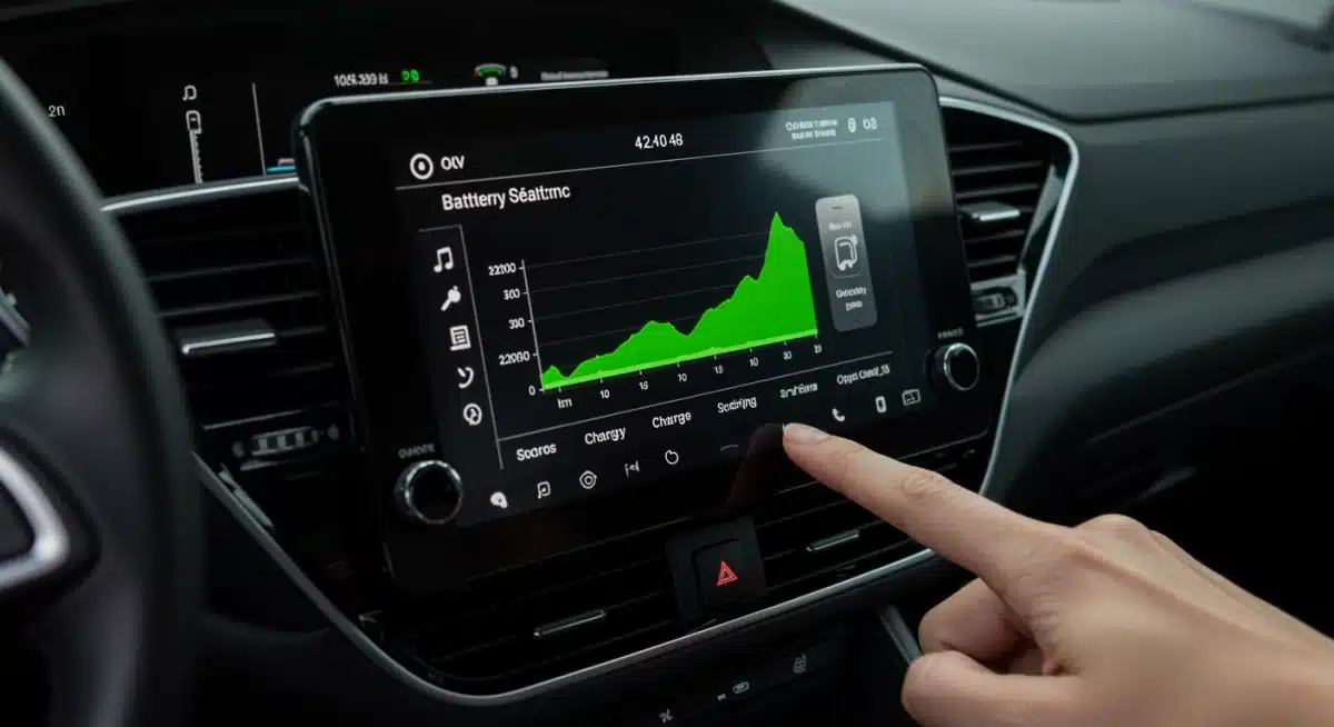 EV dashboard showing battery temperature and charge level for optimal battery health.
