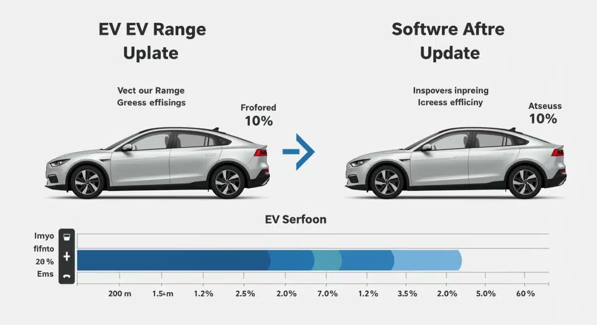 Infographic comparing EV range before and after software update