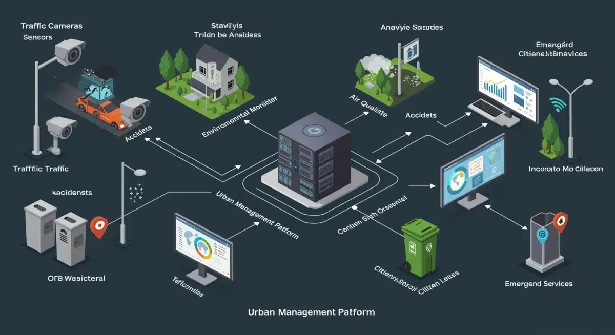 Data analytics dashboard showing real-time urban efficiency metrics.