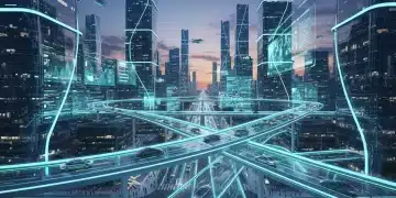 AI-powered traffic management system in a modern US city, showing optimized urban flow with advanced analytics.