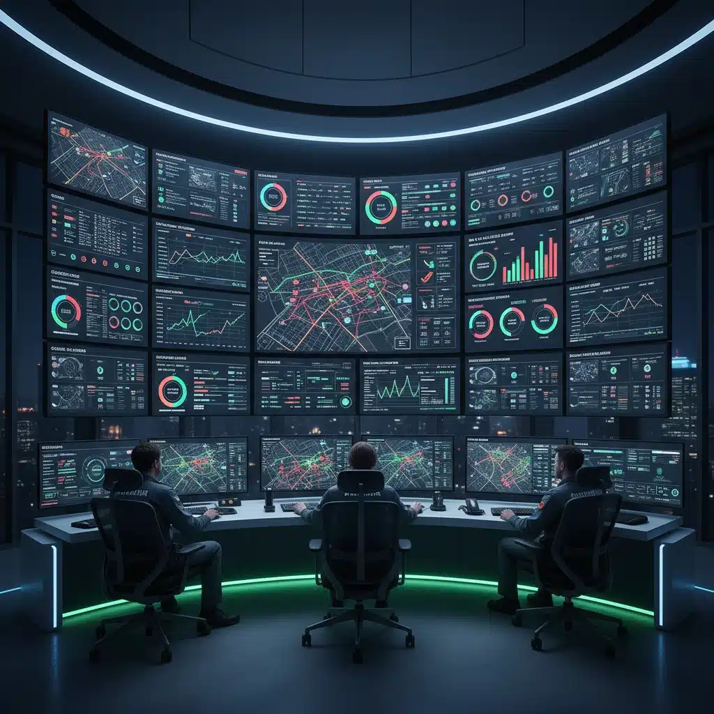 Control room monitoring smart waste management data
