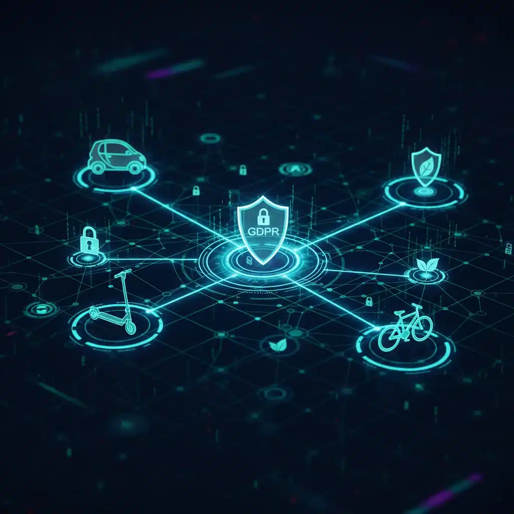 Digital representation of data security and privacy in shared mobility networks