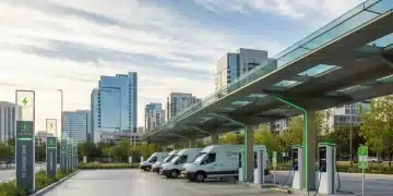 Electric vehicle charging station with commercial fleet vehicles