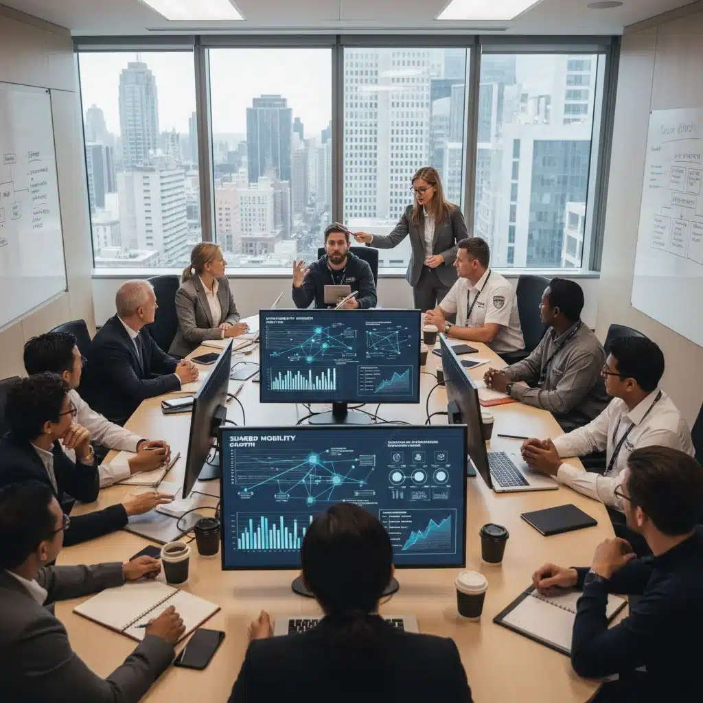 Policy makers and industry executives discussing shared mobility regulations
