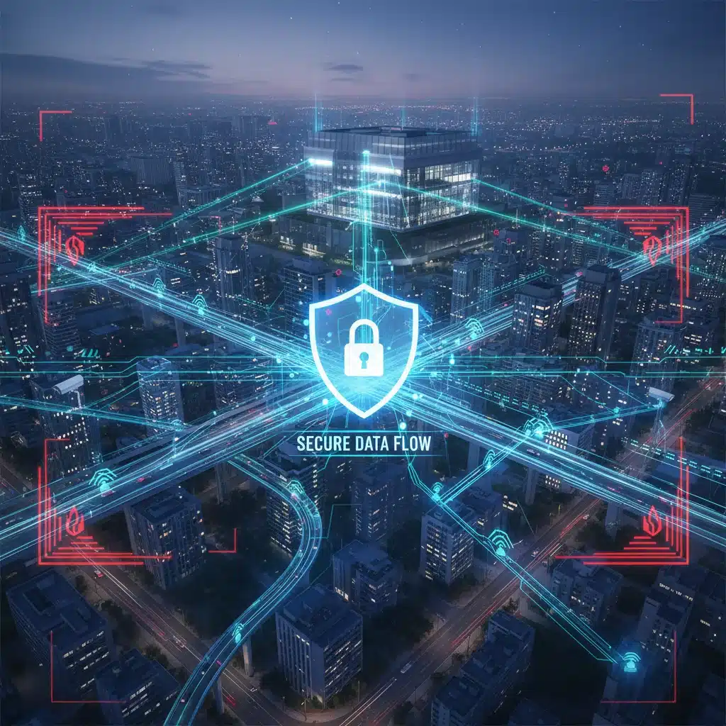 Data flow and cybersecurity measures in a smart city 5G network