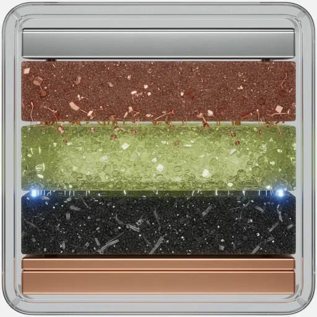 Close-up of a solid-state battery cell, highlighting its innovative internal structure and material composition.